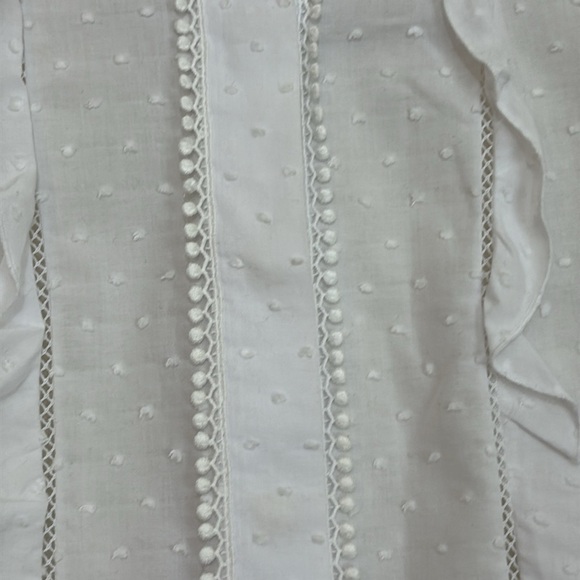 Alexis Dobby White Swiss Dot Ruffle Button Up Long Balloon Sleeve Blouse Top XS - Picture 10 of 17